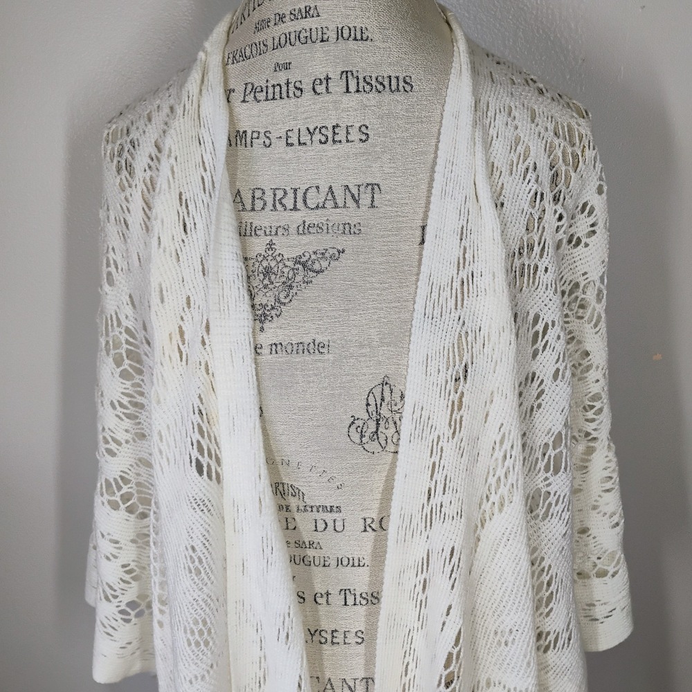Vintage Butterfly Crochet Knit Shawl Womens One Size Ivory Boho Fairy Grannycore - Picture 7 of 11